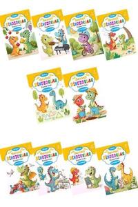 Sevimli Dinozorlar Boyama Kitabı Sticker Çıkartmalı (10 Kitap Set)