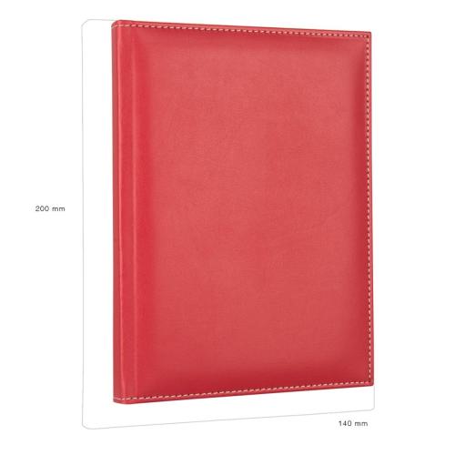 Deri Defter Günlük Journal Ajanda Tarihsiz Düz 160 Yaprak Rainbow Vegan 14x20 cm Kırmızı
