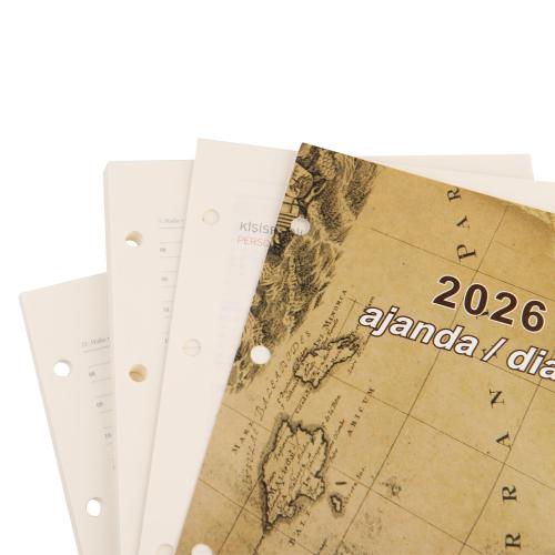 2026 Organizer Ajanda Yedeği 4 Delikli A5 Tarihli Çizgili Blok ivory K