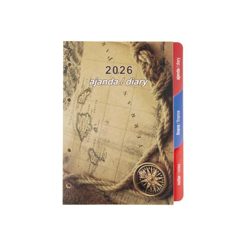 2026 Organizer Ajanda Yedeği 4 Delikli A5 Tarihli Çizgili Blok ivory Kağıt 15x21 cm