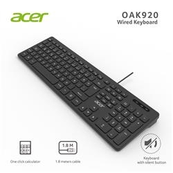 Acer OAK920 Q Usb SİYAH 1.8mt Kablolu Klavye-Tek Tuş Hesap Makinalı (S