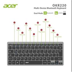 Acer OKR220 Siyah MultiDevice Dual Mode 2.4GHZ Bluetooth Klavye (Smart
