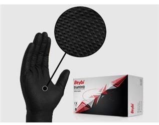 Beybi Diamond Xl Pudrasız Kalın Siyah Nitril Eldiven XL (Kutuda 100 Ad