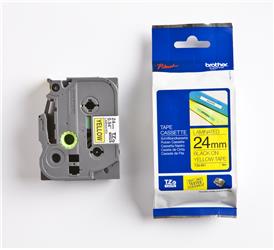 Brother TZE-651 24 mm Sarı Üzeri Siyah Laminasyonlu Etiket | | Brother