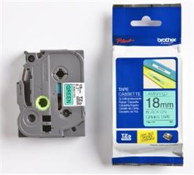 Brother TZE-741 18 mm Yeşil Üzeri Siyah Laminasyonlu Etiket | | Brothe