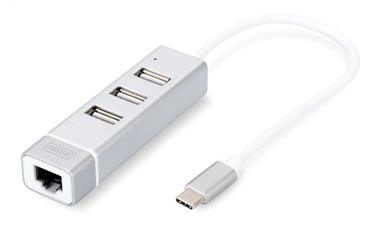 Digitus DA-70253 USB Type-C™ 3-Port Hub + Fast Ethernet LAN Adapter | 