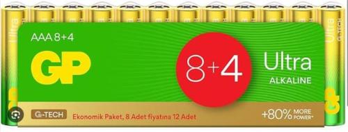 GP G-Tech LR03 AAA Boy Ultra Alkalin İnce Kalem Pil 12'li Paket GP24AU