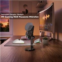 HADRON M9 Gaming RGB Masaüstü Mikrofon Pop Filtreli Type-C 48kHz 16Bit