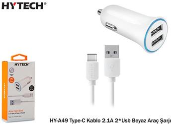 Hytech HY-A49 Type-C Kablo 2.1A 2-Usb Beyaz Araç | | Hytech