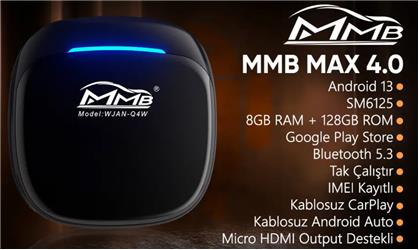 MMB WJAN-Q4W-HD MAX 4.0 Android 13, 8+128GB, HDMI Output Kablosuz-Wire