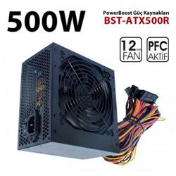 PowerBoost PB500AR 500W APFC 2-PCI-E 6+2 Pin 12cm Siyah Fanlı ATX Powe