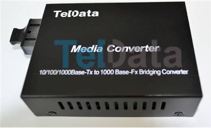 Teldata Media Converter Single Mode 10-100-1000 20 Km Dual Sc 2 Li Pak